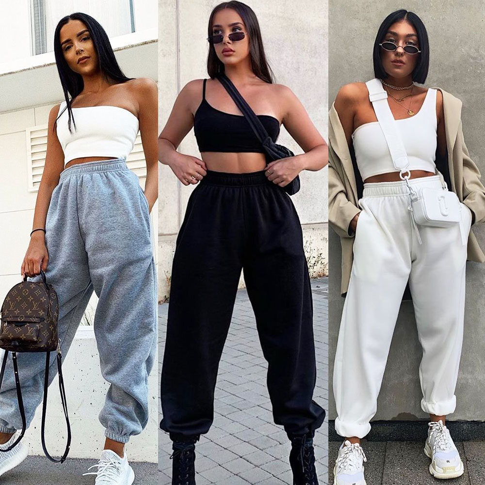 Moderntime Bộ Đồ Thể Thao Nữ Phong Cách Tiktok Quần Jogger Dài, Trang Phục Phòng Khách Bộ Đồ Thể Thao Thường Ngày, Quần Cotton