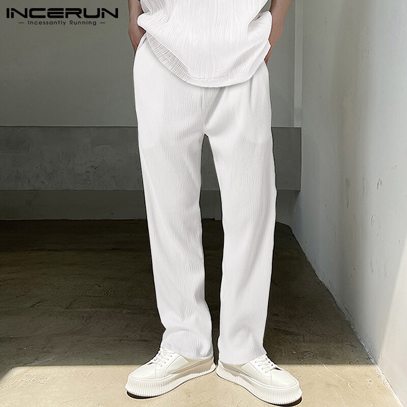 INCERUN Quần Nam Vừa Vặn Thường Ngày Quần Cạp Co Giãn Có Dây Quần Jogger Thể Thao (Phong Cách Hàn Quốc)