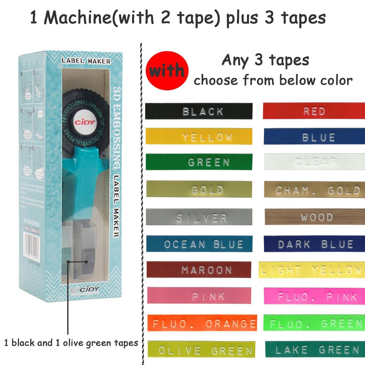 Super Label CIDY Máy In Màu Xanh Mini Cầm Tay Dập Nổi 3D 9Mm Máy Tạo Nhãn Máy Đánh Chữ Cầm Tay Tự Làm Cho Máy Tạo Chữ MOTEX E101 Cho Băng Thủ Công Dập Nổi 3D