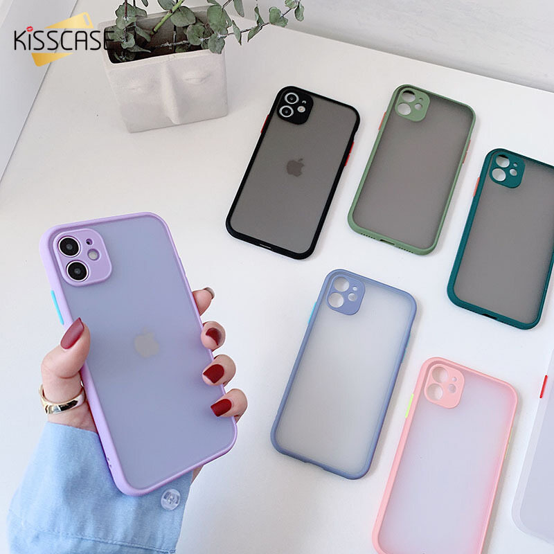 Kisscase ốp lưng cho iphone 13 pro max ốp lưng màu tương phản mờ phủ da cho iphone 13 12 mini 12 pro max 12 pro ốp lưng điện thoại