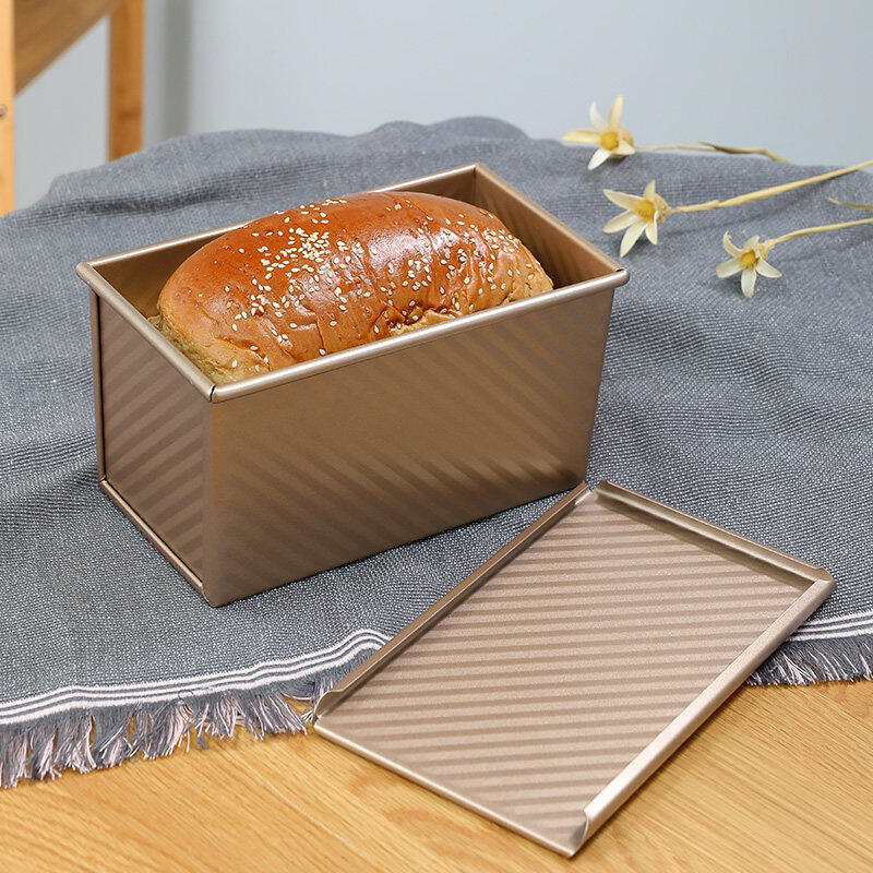 Khuôn Bánh Mì Nướng Hình Chữ Nhật Tu Si He Thiết Kế Sườn Vàng Chống Dính Có Nắp Chảo Bánh Mì Chống Dính Dụng Cụ Làm Bánh, Khay Nướng Bánh Nhà Bếp Gia Dụng 1 Cái