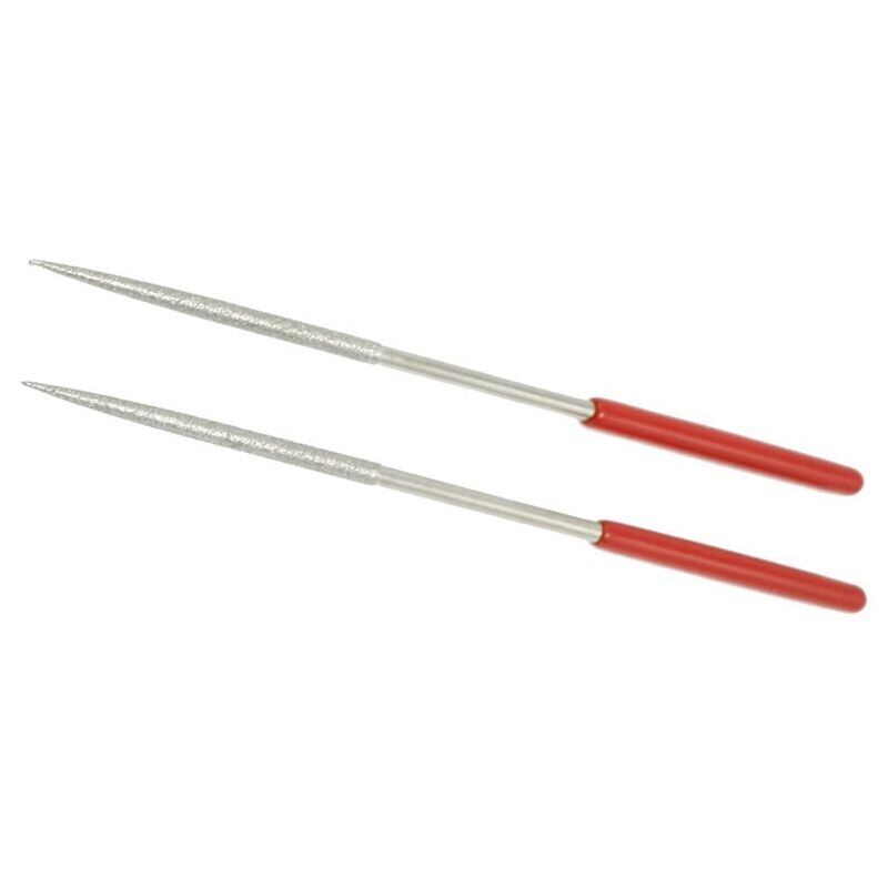 Needle File Set  3 X 138 Mm  For Jewelers And Gemstone Sanders  Red Handle  2 Pieces