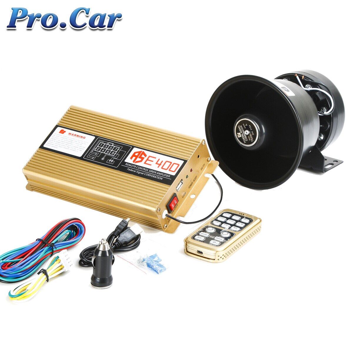 Còi báo động xe hơi âm thanh 400w 15 còi báo động cảnh sát báo động tự động 12v bộ còi điện tử khẩn cấp xe cứu thương micrô pa
