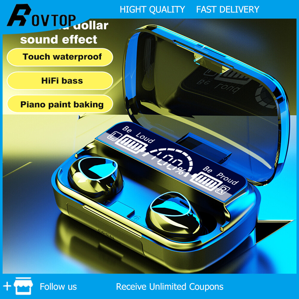 Rovtop 2 Chiếc Tai Nghe Bluetooth M10 Chính Hãng Với Hộp Đựng Miễn Phí Sạc Trường Hợp Tai Nghe Không Dây Trong Tai Hiệu Suất Mạnh Mẽ 5.0, IPX7 Không Thấm Nước Earbuds Dành Cho Xiaomi Samsung Huawei Iphone Với Microphone