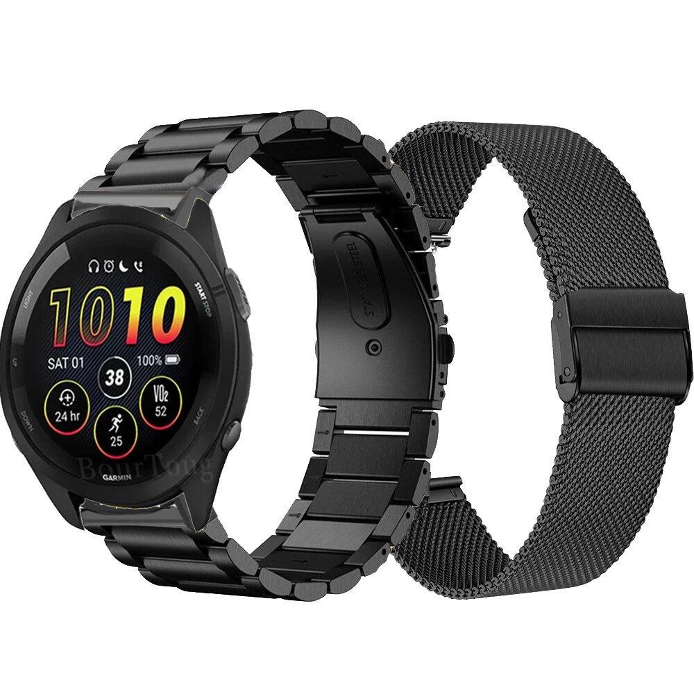 Stainless Steel Strap For Garmin Forerunner 265 255 Metal Mesh Band For Garmin Vivoactive 4 Replacement Wristband Bracelet Belt