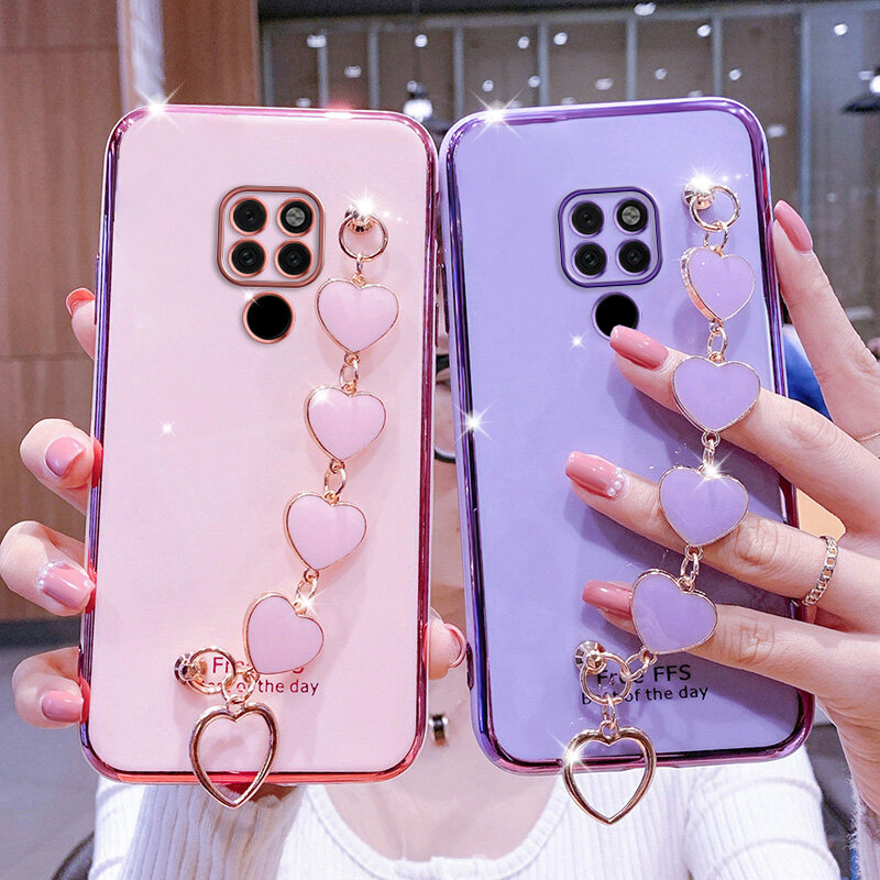 Ốp Mềm Vòng Tay Dây Chuyền Trái Tim Tình Yêu Mạ Sang Trọng Cho Huawei Mate 20 / Mate 20Pro / Mate 20X