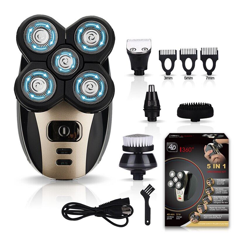 【DT】 hot 5 in 1Electric Shaver Rechargeable Five Floating Heads Razors Hair Clipper Nose Ear Hair Trimmer Men Facial Cleaning Brush ราคา 1,336 บาท*ส่งฟรี