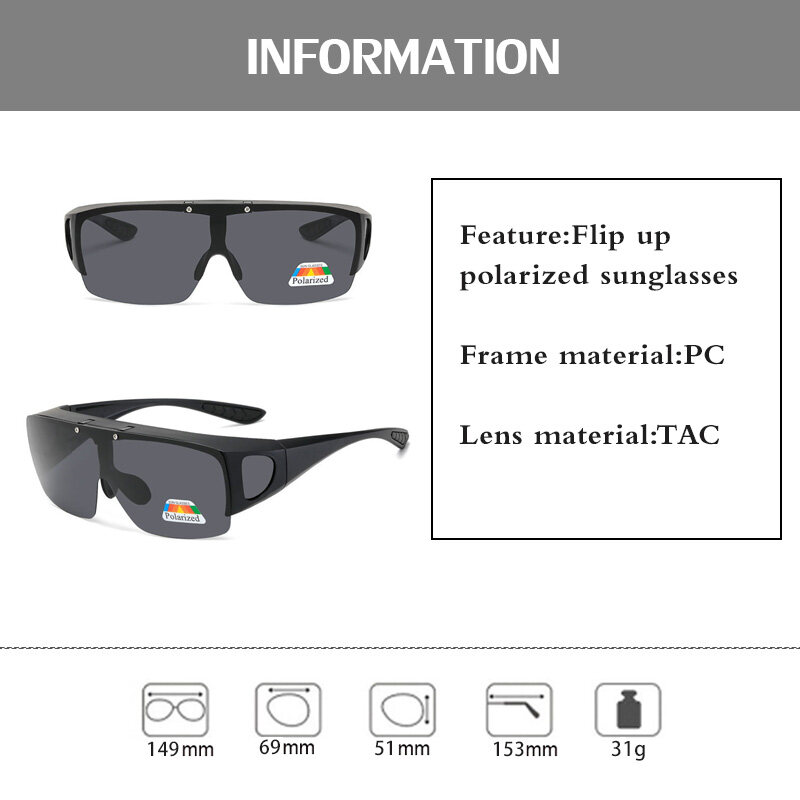 Fit Over Polarized Sunglasses Flip Up Lens for Men Women Sunglasses Wear Over  Prescription Glasses Polarized Glasses Driving Fishing