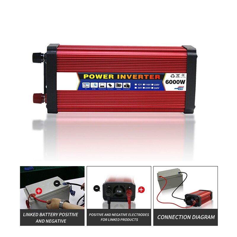 4000w/5000w/6000w dc 12/24v to ac 110v/220v car inverters modified sine wave solar power voltage transformer