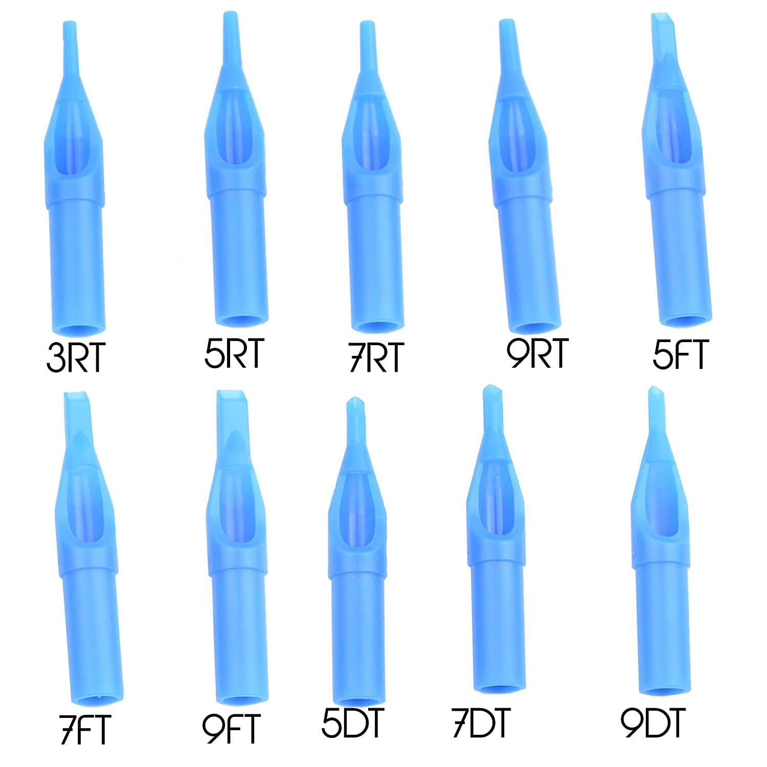 Bộ 100 Ống Kim Xăm Dùng Một Lần Hỗn Hợp, 3RT, 5RT, 7RT, 9RT, 5DT, 7DT, 9DT, 5FT, 7FT, 9FT Đầu Xăm Cho Bộ Dụng Cụ Xăm Và Dụng Cụ Xăm