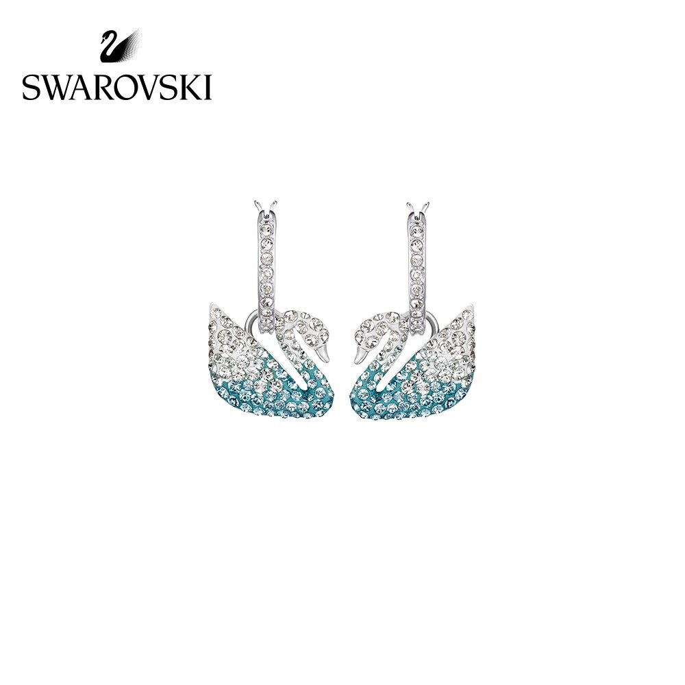Swarovski Bông Tai Thiên Nga Xanh Biểu Tượng Thiên Nga Cổ Điển Quà Tặng Bạn Gái