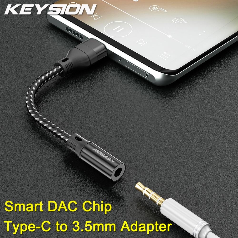 KEYSION USB Type C to 3.5mm DAC Chip Headphone Adapter USB C to 3.5 Jack Audio AUX Cable for Samsung Huawei Google Realme Xiaomi ราคา 84 บาท*ส่งฟรี