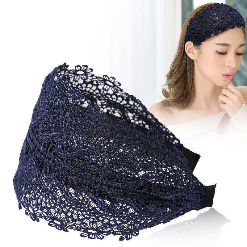 Khăn quấn đầu đơn giản co giãn khăn xếp thời trang băng đô nữ trang trí Băng Đô Ren rộng vành cho nữ