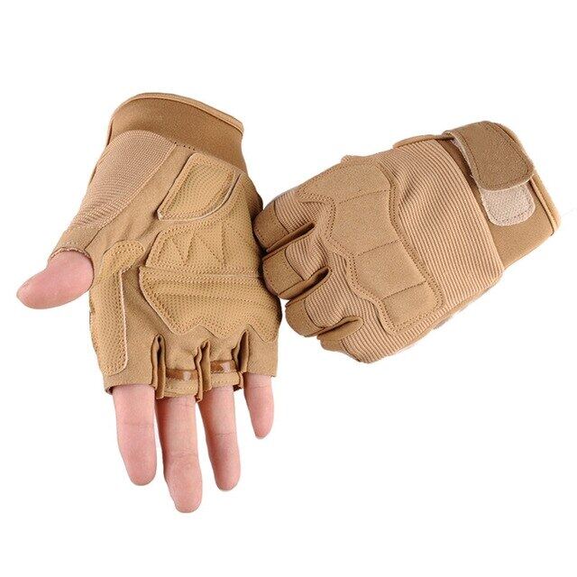 ผู้ชาย Fingerless ถุงมือใช้งาน Camouflage ครึ่งถุงมือแบบเปิดครึ่งนิ้ว Combat Tactica Army ป้องกันการลื่นด้านนอก Mittens