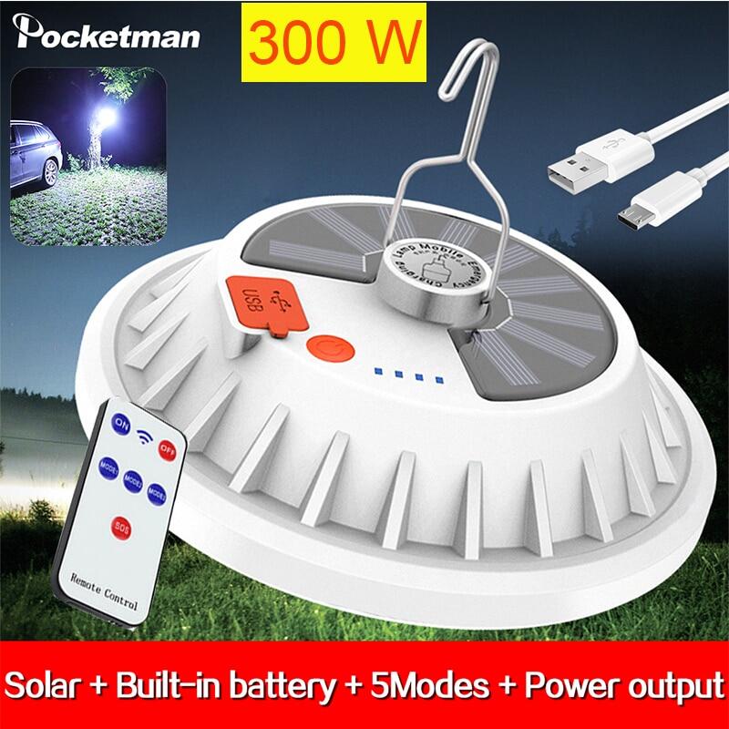 LED Đèn Bóng Đèn, Di Động Sạc Khẩn Cấp Đèn Lồng, Ánh Sáng Ban Đêm Dùng Cho Chợ Ngoài Trời Hoặc Tại Nhà Và Cắm Trại, Với Điều Khiển Từ Xa Và Sạc Năng Lượng Mặt Trời, 300W