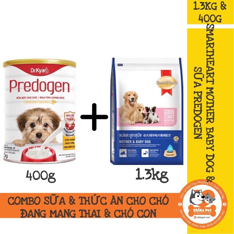 Combo Sữa Predogen&Thức Ăn Smartheart Mother&Baby Dog Cho Chó Đang Mang Thai&Chó Con