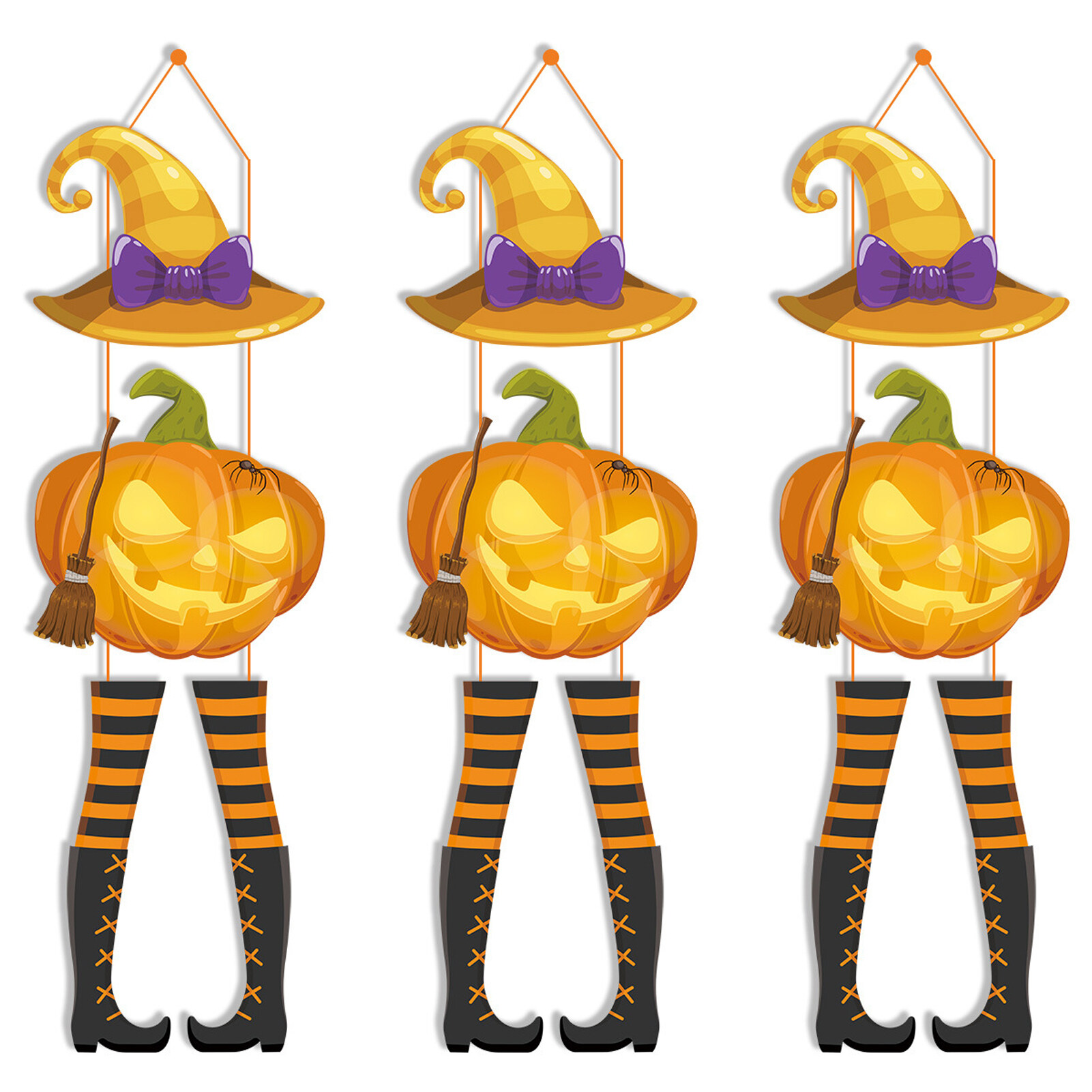Microgood 1 bộ bí ngô Halloween cửa mặt dây treo cửa gỗ dấu hiệu mũ phù