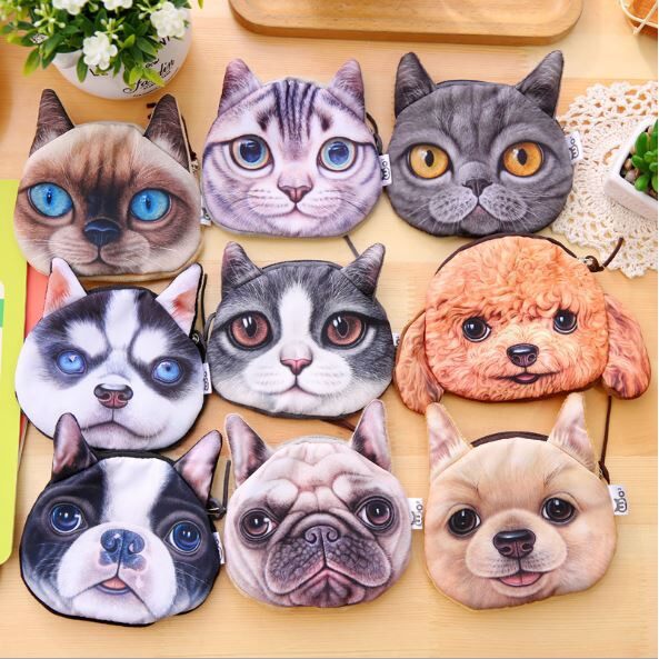 Ví nữ đựng tiền hình mặt mèo & chó cute