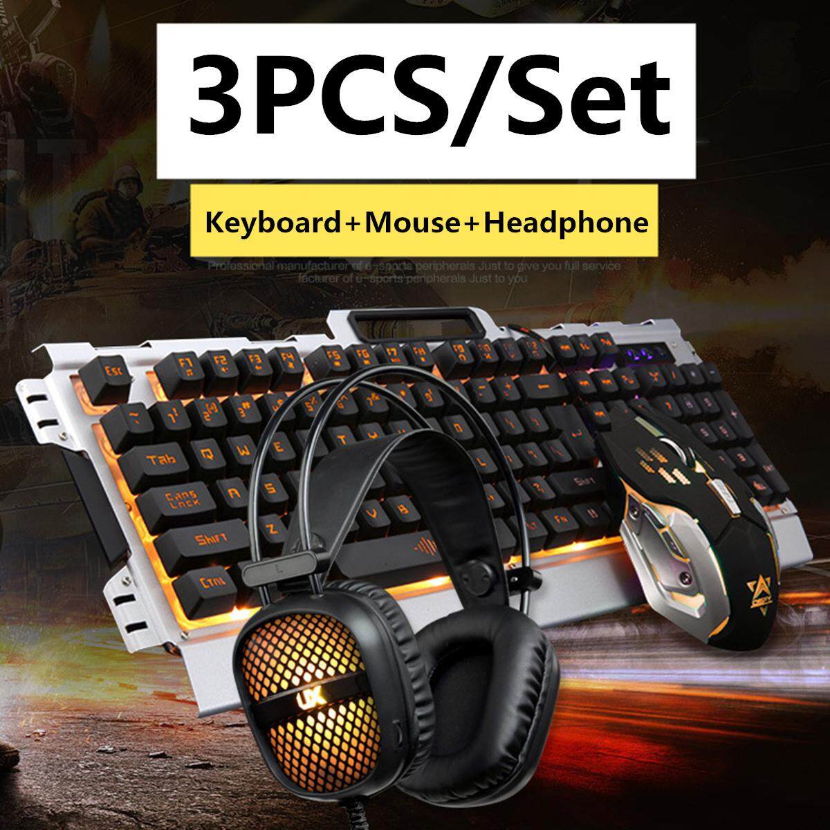 Generic Backlight Gaming Mechanical Wired Metal KeyBoard Set KeyBoard+Mouse+Headphone Metal