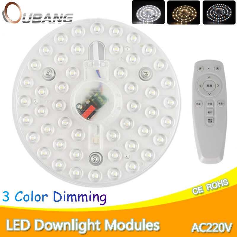 Ou bang đèn bảng ba tông led 12w 18w 24w 36w đèn mô-đun smd 2835 đèn trần tròn led 220v tiết kiệm năng lượng đèn tấm trong nhà tường ánh sáng + điều khiển từ xa