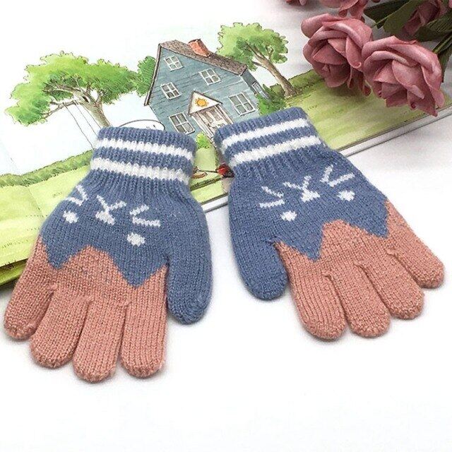 แมว Splice Mittens ชุดกันหนาวสำหรับเด็กชายและเด็กหญิงถุงมือถัก Warm Mittens นิ้วมือสำหรับ Full ถุงเท้าเด็กเชือก