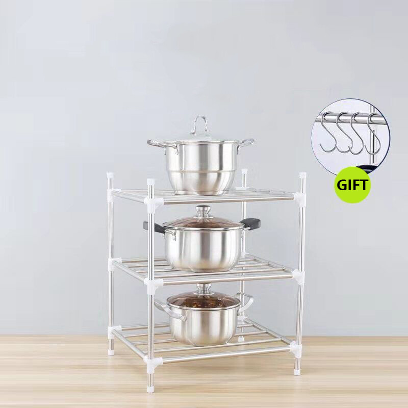 Rack Kitchen shelf Multilayer kitchen stainless steel racks pot lid
