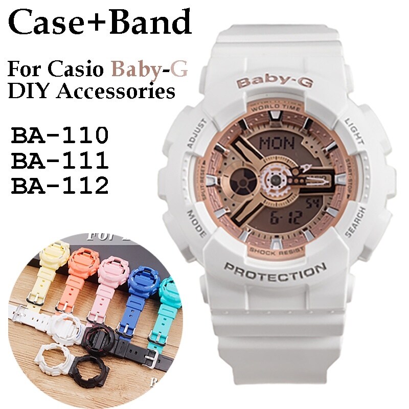 【ABLE】✕☃♟ Silicone Strap and Case compatible for Casio Baby-G BA-110/BA-111/BA-112 G-SHOCK BABY G BA110/111/112 Matte Smooth