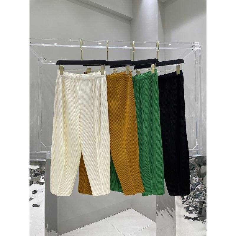 Quần xếp li ôm dáng dáng rộng màu trơn cho nữ mới
