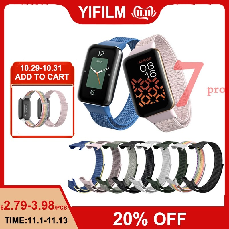 [A HOT] Nylon Strap For Xiaomi Band 7 Pro WatchBand Adjustable Nylon Solo Loop Bracelet Solid Color Wristband MI 7pro Breathable Belt