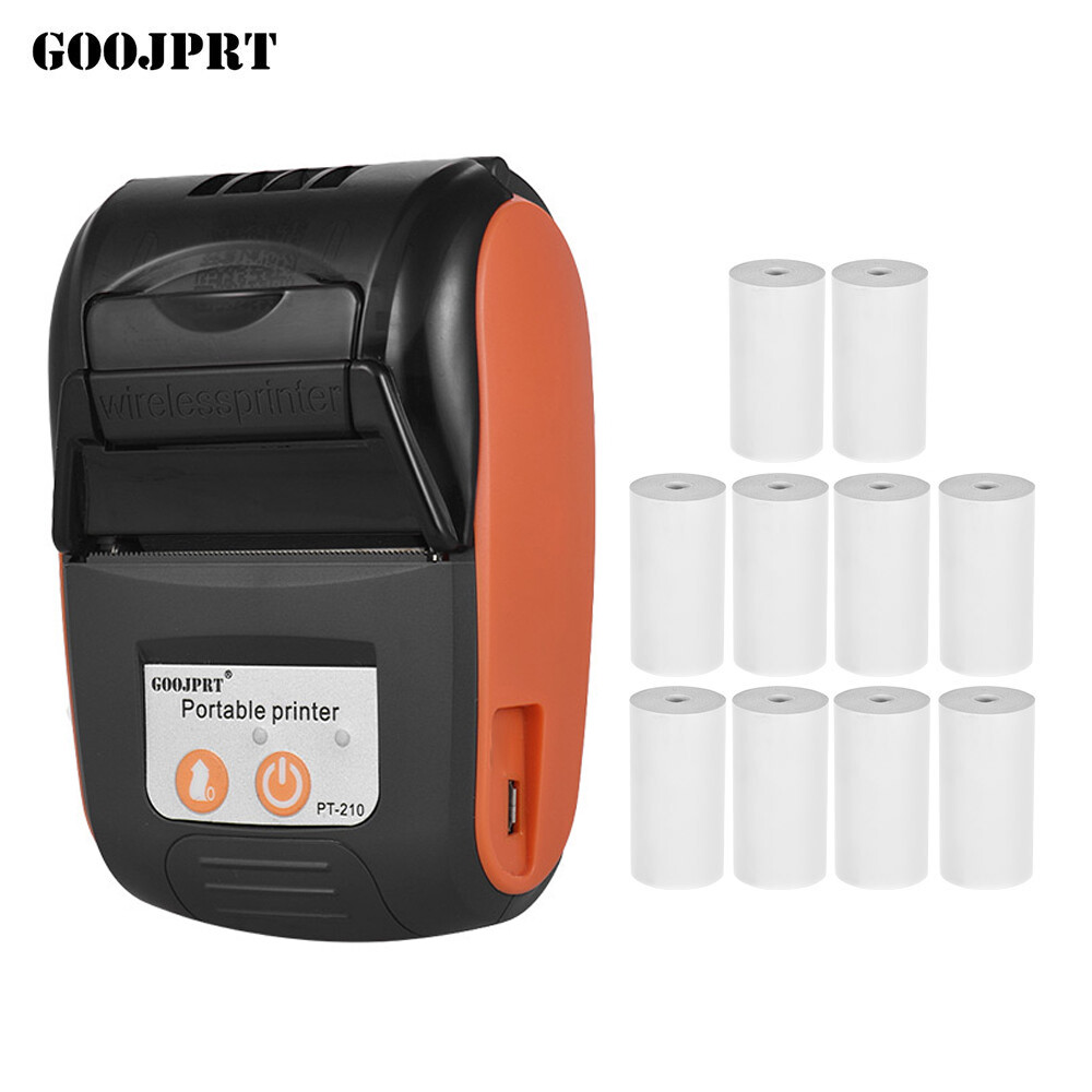 GOOJPRT PT-210 Portable Thermal Printer Handheld 58mm Receipt Printer for Retail Stores Restaurants Factories Logistics, 10 Paper Rolls Fannlady