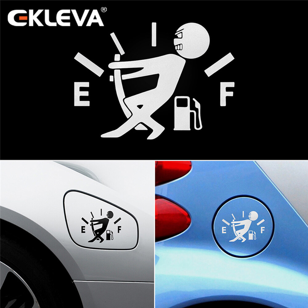 EKLEVA Funny Car Sticker Pull Fuel Tank Pointer To Full Reflective Car
