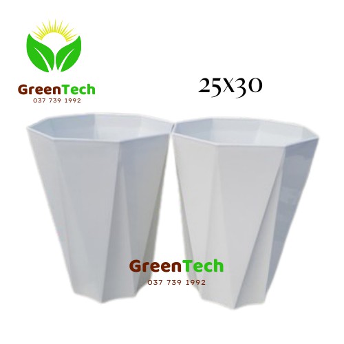 Chậu nhựa kim cương trắng 25x30 - chậu nhựa trồng cây hoa