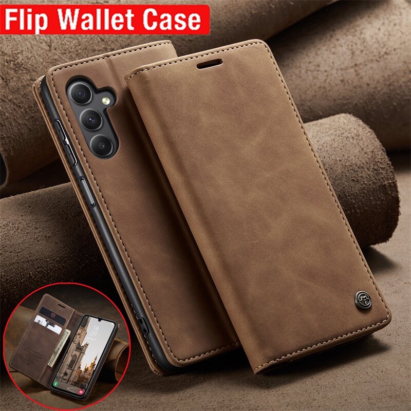 For Samsung Galaxy A16 A06 C55 M15 F15 M55 A05 A05S A15 A35 A25 A54 A34 A55 M54 M14 5G A14 A24 4G 5G 2023 Fashion Luxury Flip Matte PU Leather Phone Case Card Slot wallet Bracket Casing Shockproof Protection Cases Cover