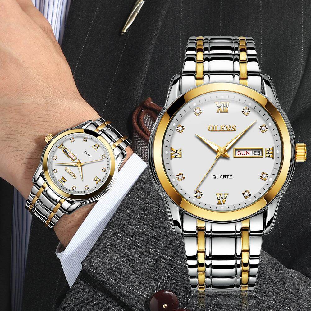 Đồng Hồ Nam OLEVS Đồng Hồ Thông Minh Chống Nước Dây Thép Lịch Đôi Cho Doanh Nhân Đồng Hồ Mứt Tangan Lelaki Cho Nam