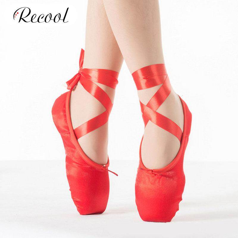 Recool Giày Múa Ba Lê Cho Nữ, Giày Băng Ruy Băng Lụa Điểm Satin Chuyên Nghiệp
