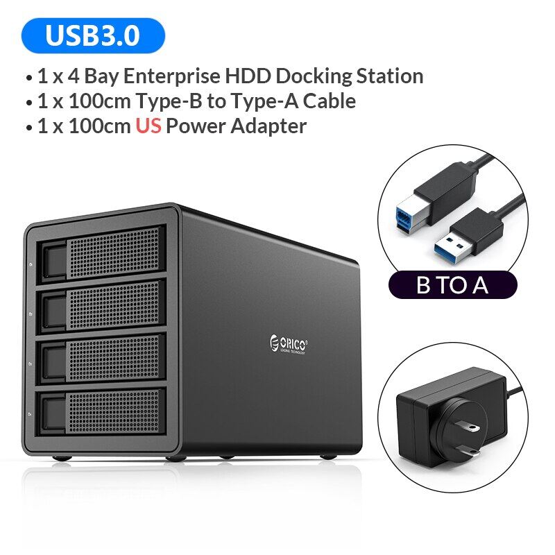 ORICO Trạm Sạc HDD 35 Series 5 Bay Với Chip Kép Hộp Đựng Ổ Cứng Điện Tích Hợp 150W Cho Ổ Cứng 2.5 3.
