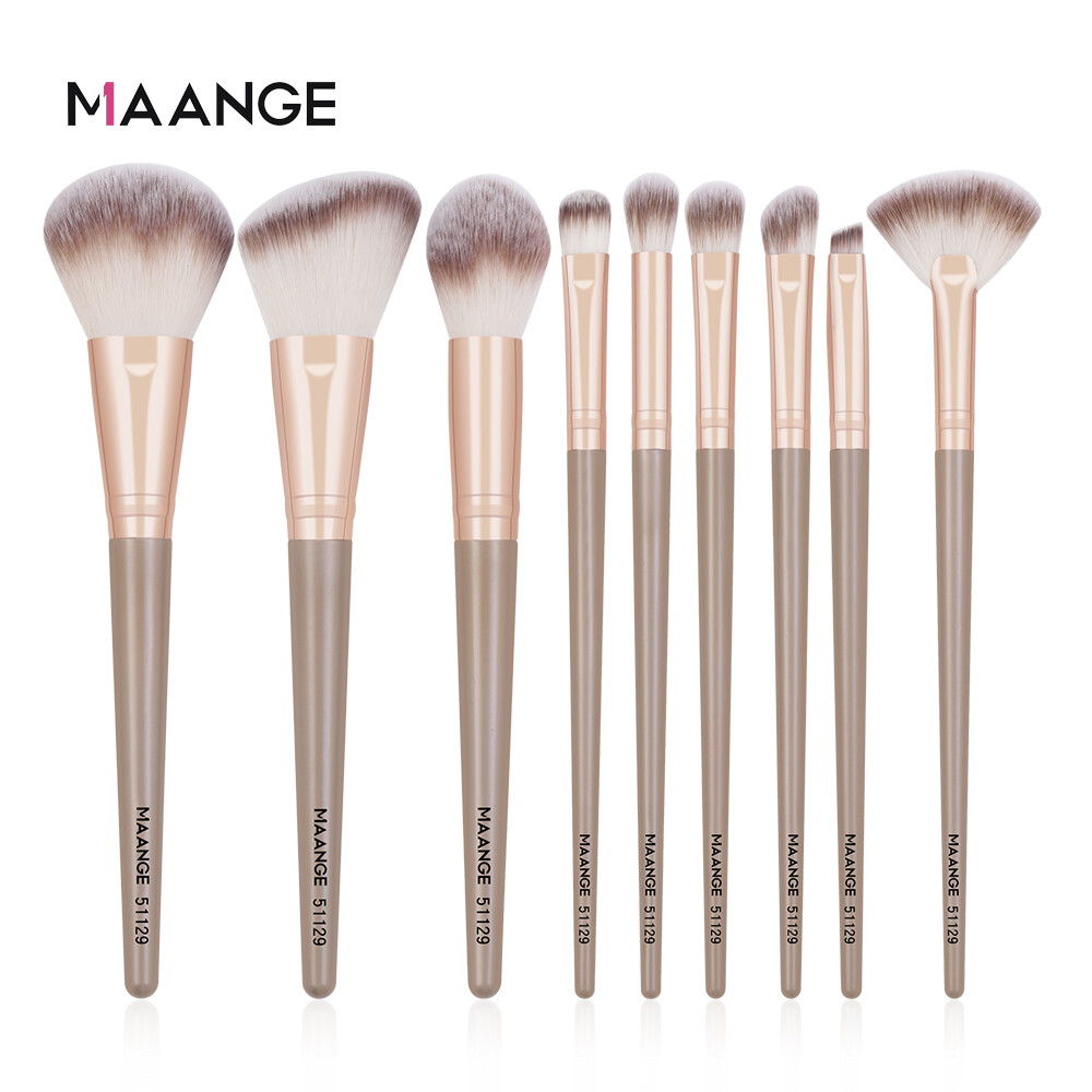 MAANGE 9 PCS Multifunctional Makeup Brush Set Eye shadow Loose Powder Blush Liquid Foundation Brush