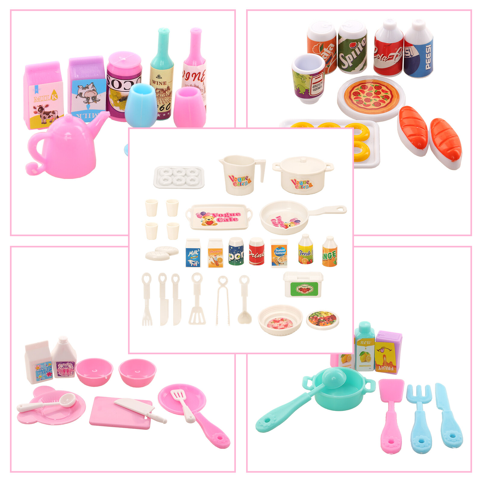 Barwa 33 items jogo de comida para barbie = 9 conjunto de