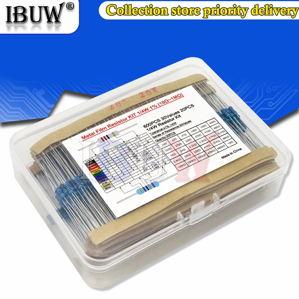 thumbnail image 2 of 2600Pcs 1/4W Metal Film Resistor Kit – 1 Ohm To 3M Ohm – 130 Values – 1% Tolerance – Pinzhi Chips 2 of 6