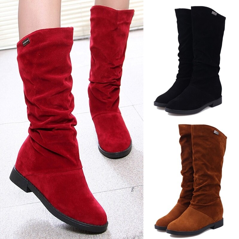 MYS Store Bốt Hiệp Sĩ Ấm Áp Len Cashmere Ống Dài Mờ Thời Trang Cho Nữ