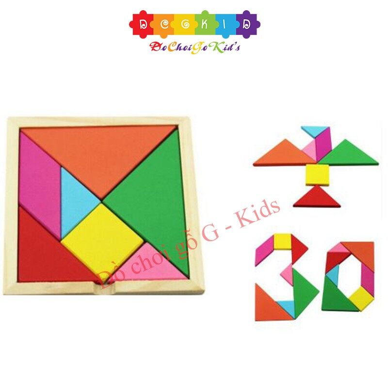 Đồ chơi xếp hình trí uẩn, xếp hình tangram bằng gỗ, Đồ chơi gỗ G-Kids