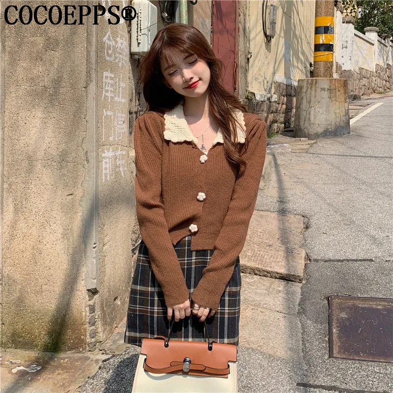 Cocoepps áo len nữ áo dệt kim ngắn phong cách thiết kế sang trọng retro mới tt