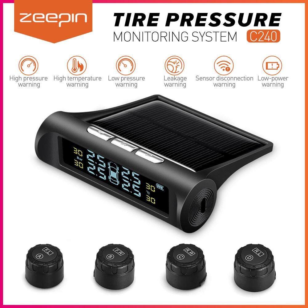 ZEEPIN C240 การตรวจสอบแรงดันยางรถยนต์ระบบโซลาร์tpms 4 เซ็นเซอร์ภายนอก