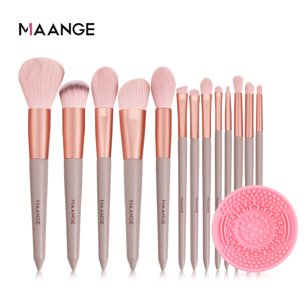 MAANGE 13Pcs Make Up Brush Set With Brush Bag + Cleaner Pads