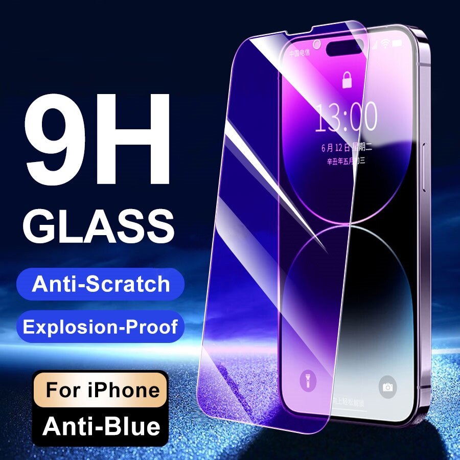 Cho iphone 14 13 12 11 pro max mini / 14 cộng với xs x max xr chống ánh sáng xanh kính cường lực phim bảo vệ bảo vệ màn hình