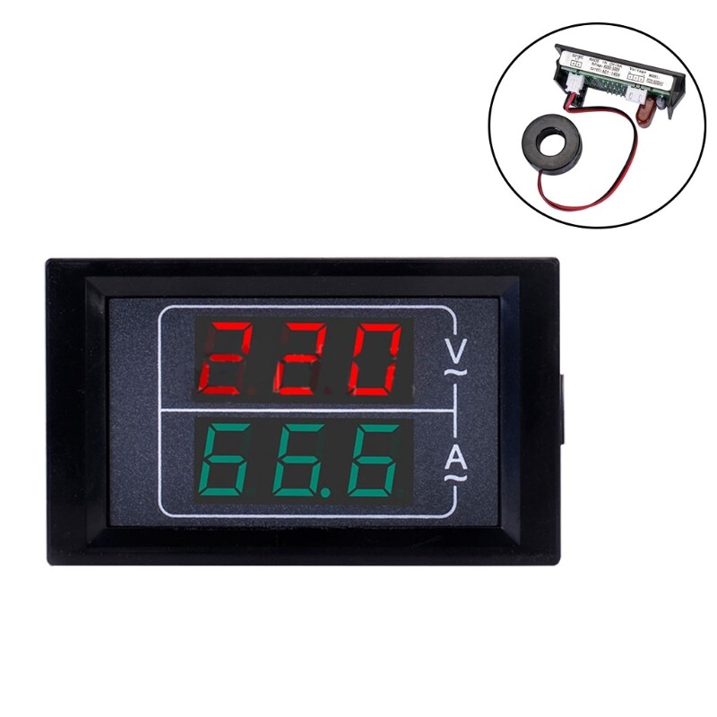 AC50-500Amp Điện Áp Hiện Tại Volt Amp Meter Tester Bảng Hiển Thị LED Kép 3 Bit (Màu Đỏ-Màu Xanh Lá Cây)