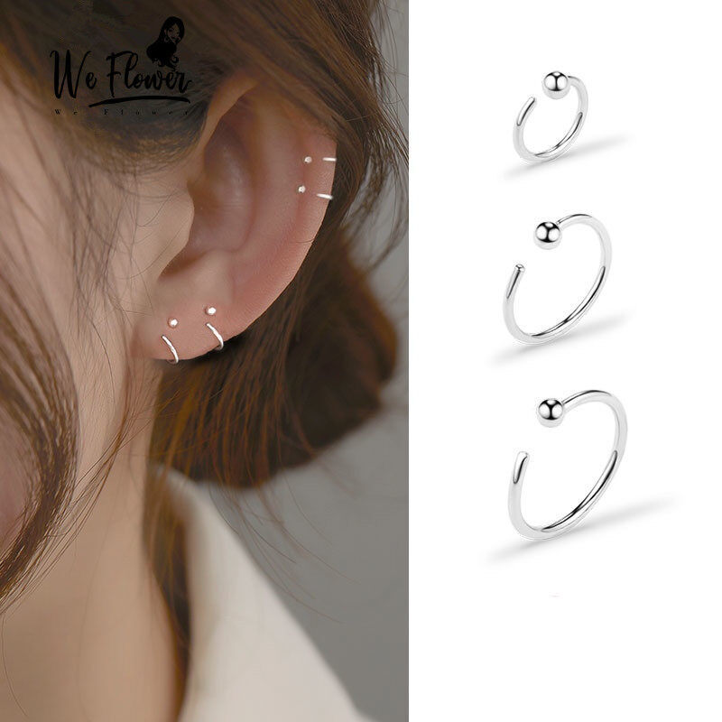 We Flower Chic S925 Silver Tiny Ball Clip Earrings for Women Girls Fashion Hypoallergenic Cartilage Cuff Jewelry