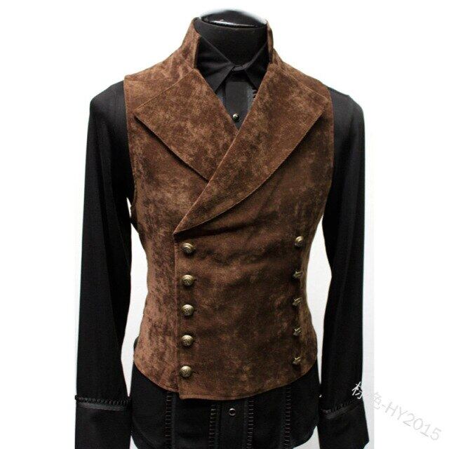 ยุคกลางเสื้อกั๊ก Renaissance วิกตอเรีย Edwardian Steampunk Vest Waistcoat Vintage Gothic แจ็ตเก็ตหางยาวฮาโลวีนเครื่องแต่งกายผู้ชาย