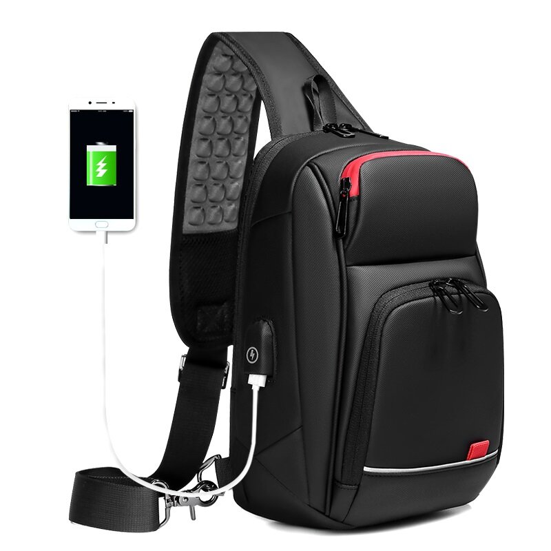 YILIONGDAQI Túi Đeo Chéo Nam Sạc USB, Túi Đeo Ngực, Ba Lô Đeo Vai Lớn Không Thấm Nước Túi Đeo Chéo