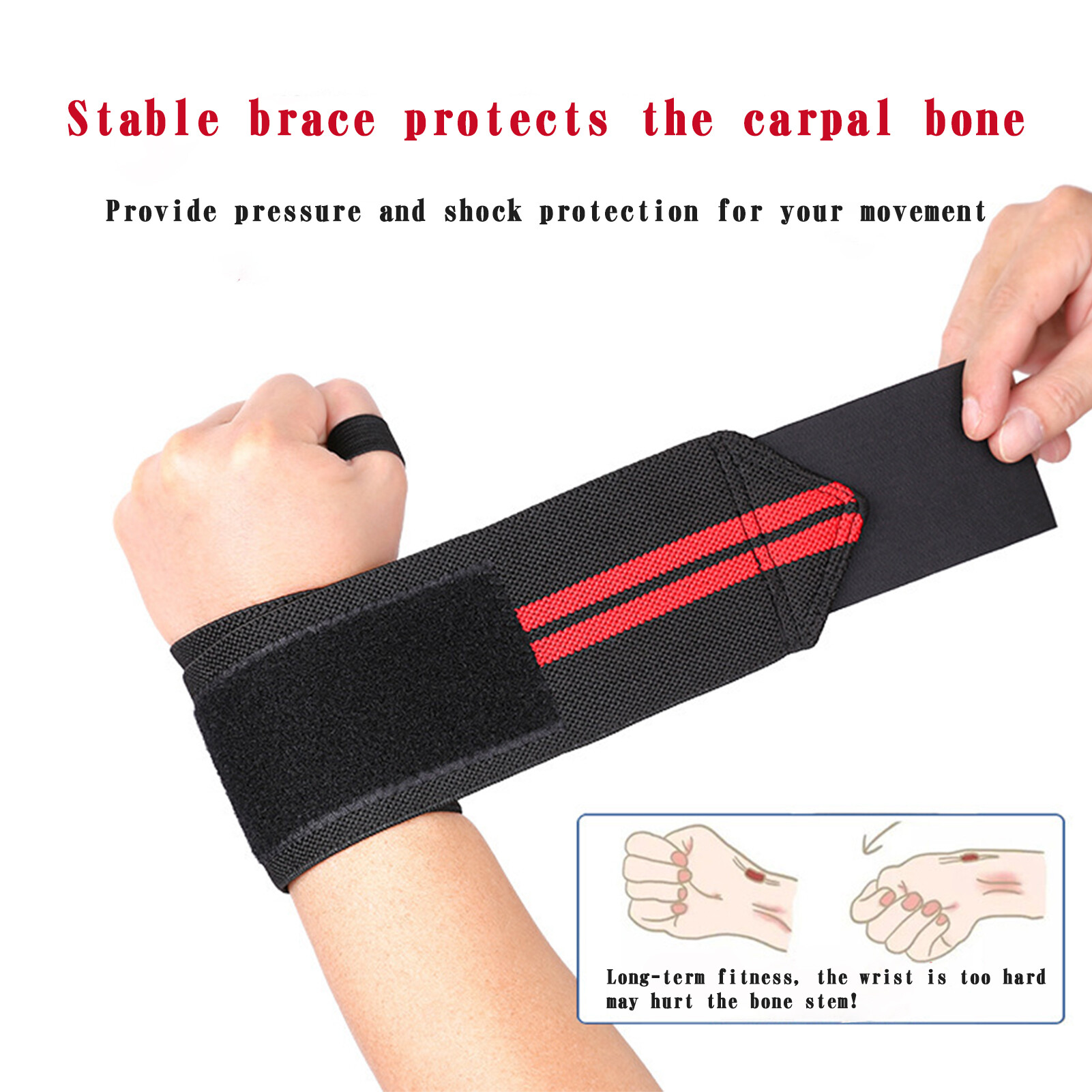 1Pc Power Wrist Strap Sweat-absorbing Non-slip High Elasticity Compression Anti Sprain Fitness Sports Wrist Brace Sports Wear 1Pc Comfortable Fitness
